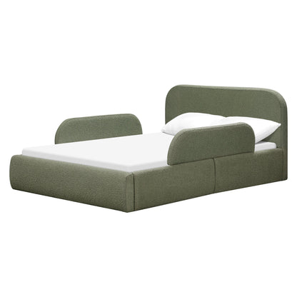 Babyletto Nara Full Floor Bed - Performance Olive Boucle