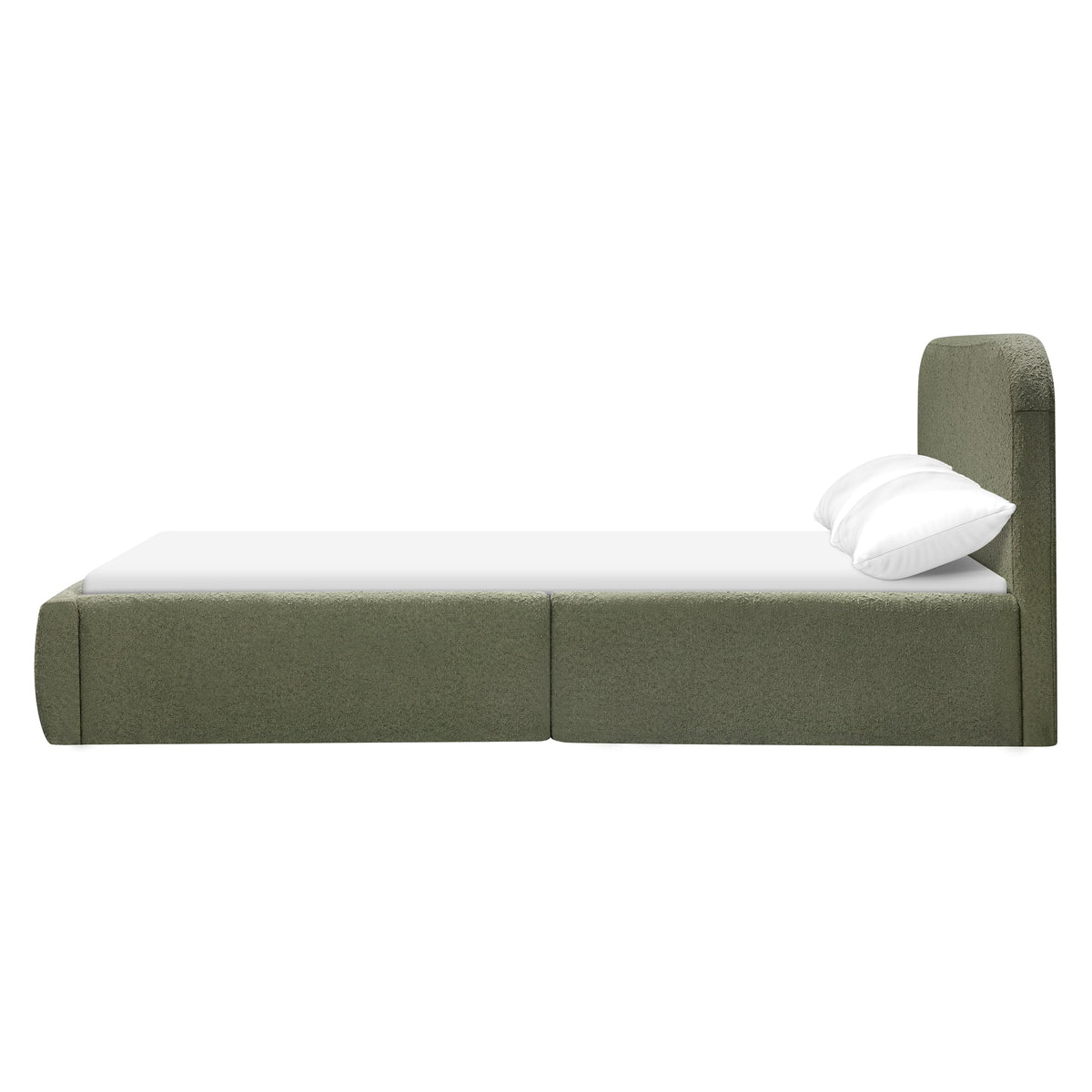 Babyletto Nara Full Floor Bed - Performance Olive Boucle