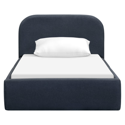 Babyletto Nara Twin Floor Bed - Performance Navy Eco-Twill