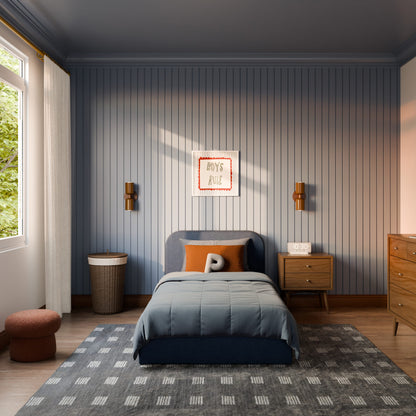 Babyletto Nara Twin Floor Bed - Performance Navy Eco-Twill