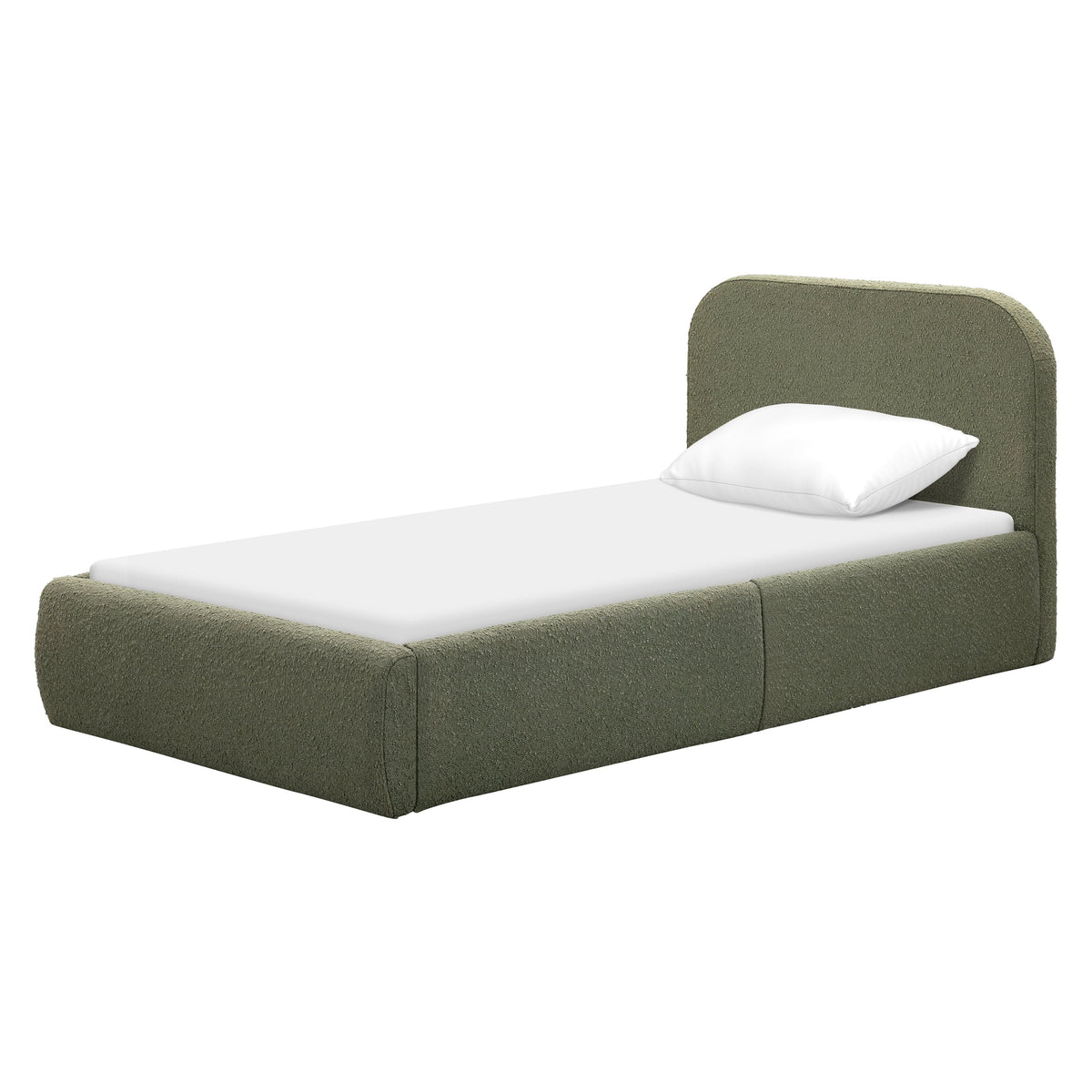Babyletto Nara Twin Floor Bed - Performance Olive Boucle