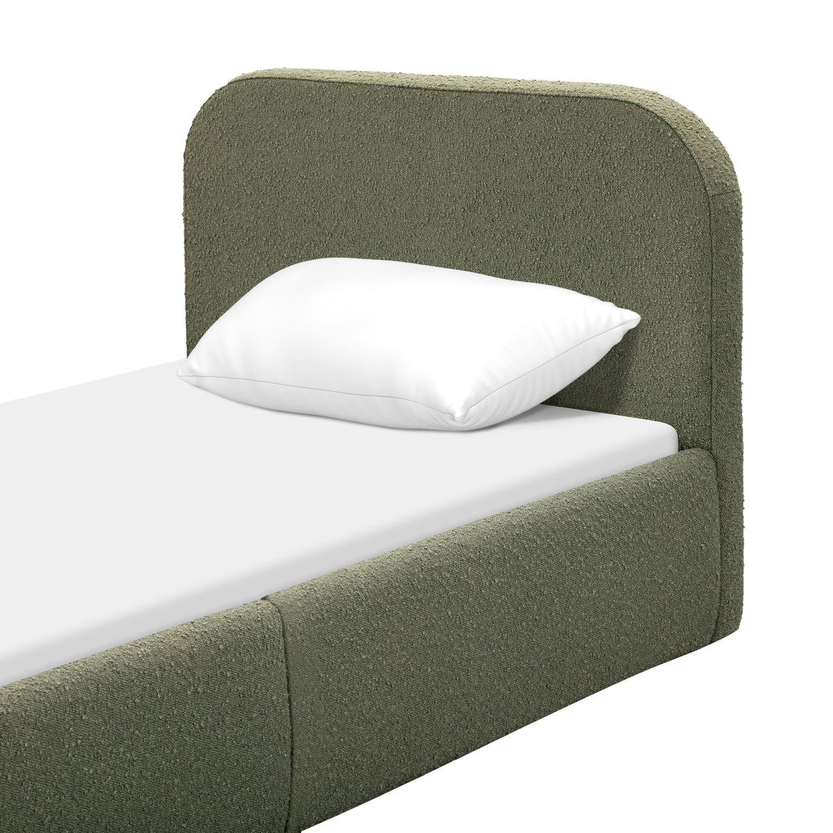 Babyletto Nara Twin Floor Bed - Performance Olive Boucle