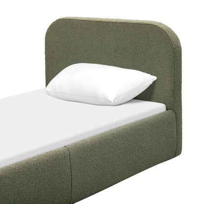 Babyletto Nara Twin Floor Bed - Performance Olive Boucle