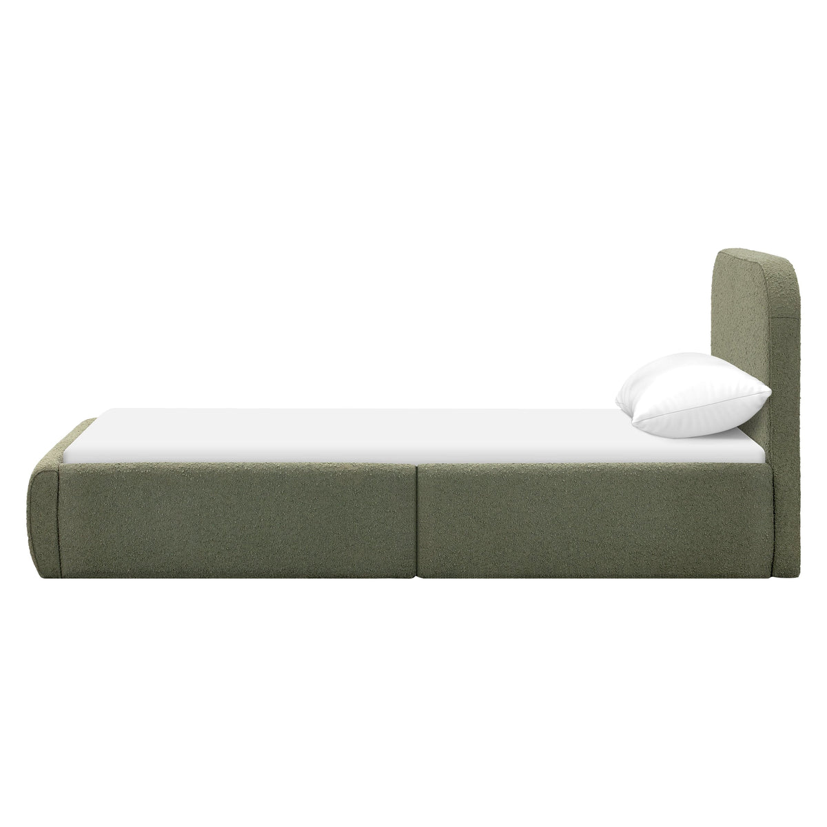 Babyletto Nara Twin Floor Bed - Performance Olive Boucle