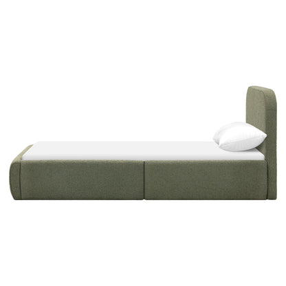 Babyletto Nara Twin Floor Bed - Performance Olive Boucle