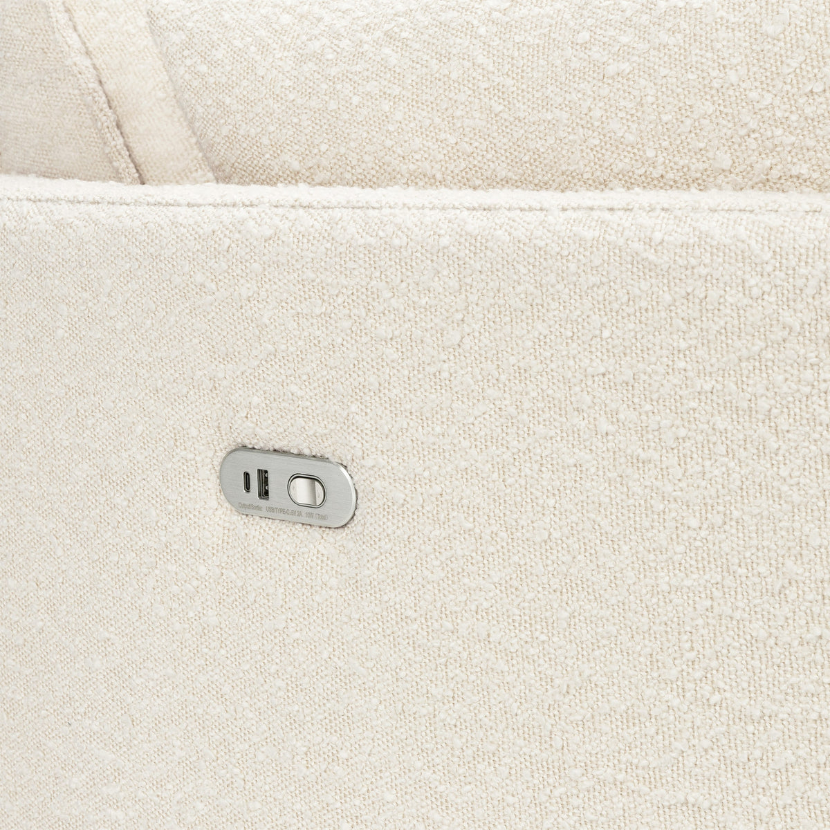 Babyletto Nori Extra Wide Electronic Recliner and Swivel Glider with USB port - Performance Ivory Boucle