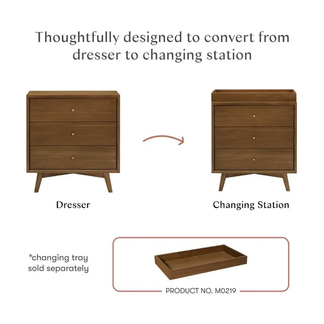 pre assembled baby dresser Babyletto Palma 3 Drawer Assembled Dresser Natural Walnut