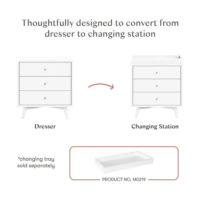 Babyletto Palma 3-Drawer Assembled Dresser - White - M15913W