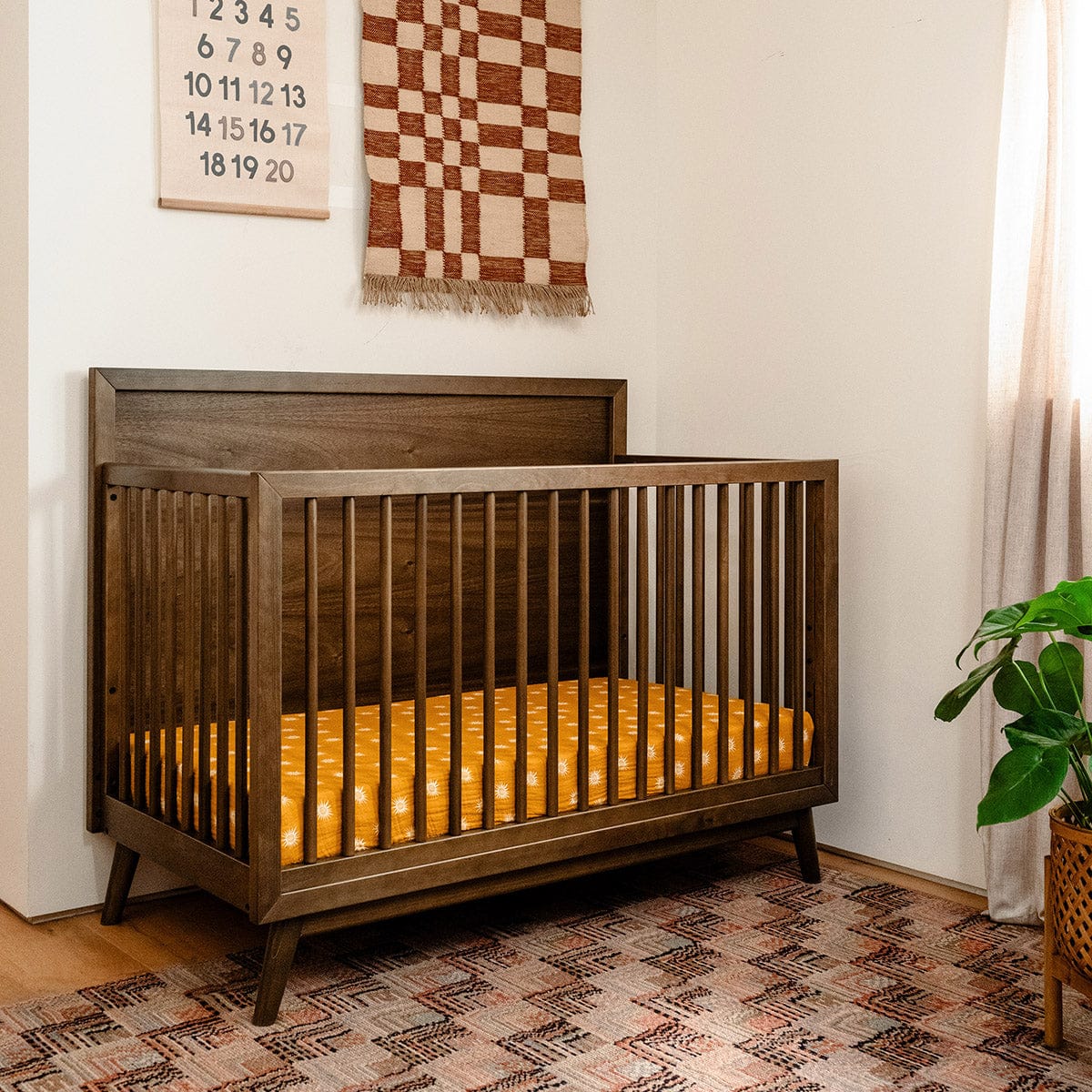 Babyletto Palma 4-in-1 Convertible Crib w/Toddler Bed Conversion Kit - Natural Walnut - M15901NL