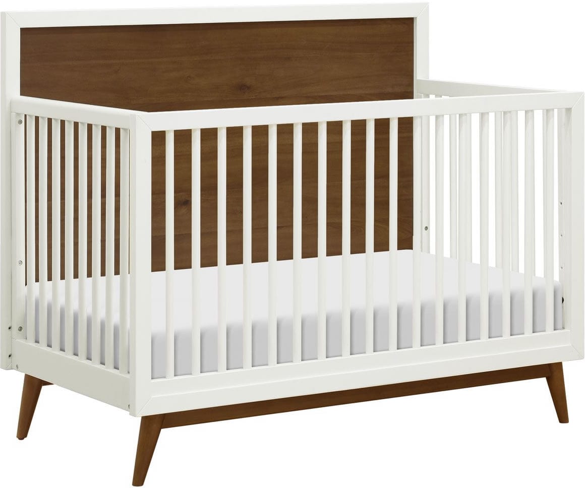 Babyletto Palma 4-in-1 Convertible Crib with Toddler Bed Conversion Kit - Warm White/Natural Walnut - M15901RWNL
