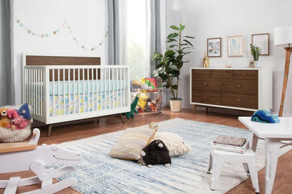 Babyletto Palma 4-in-1 Convertible Crib with Toddler Bed Conversion Kit - Warm White/Natural Walnut - M15901RWNL