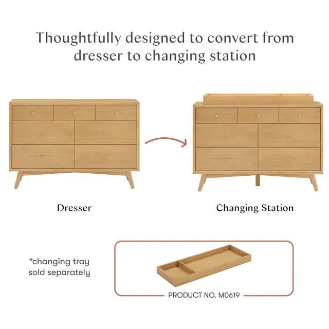 Babyletto Palma 7-Drawer Assembled Double Dresser - Honey - M15916HY