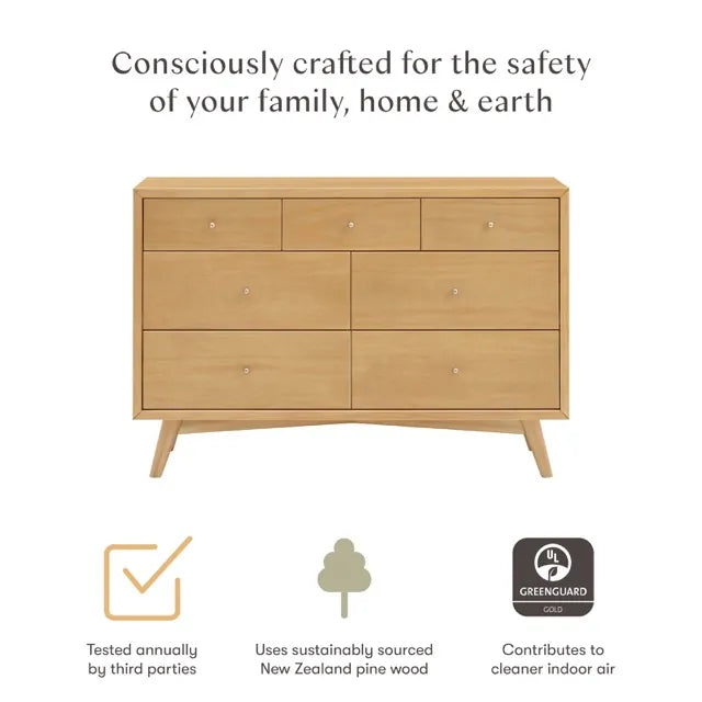 Babyletto Palma 7-Drawer Assembled Double Dresser - Honey - M15916HY