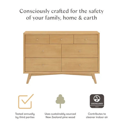 Babyletto Palma 7-Drawer Assembled Double Dresser - Honey - M15916HY