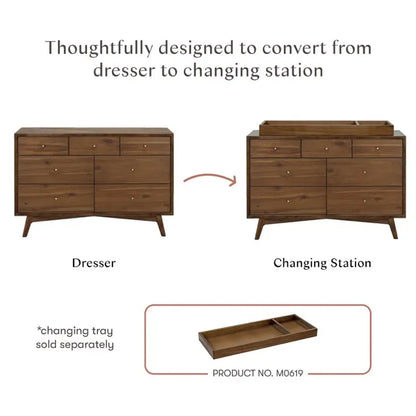 Babyletto Palma 7-Drawer Assembled Double Dresser - Natural Walnut - M15916NL