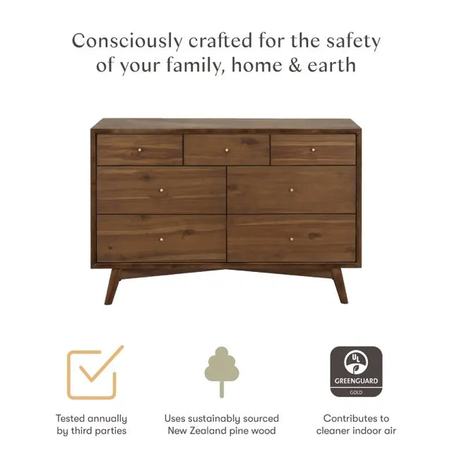 Babyletto Palma 7-Drawer Assembled Double Dresser - Natural Walnut - M15916NL