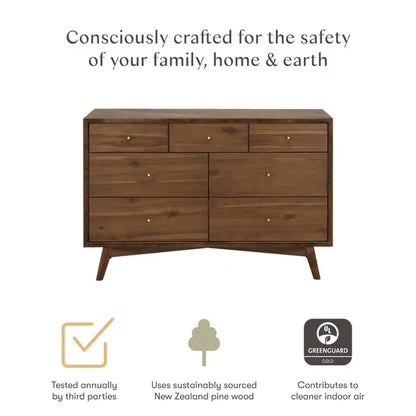 Babyletto Palma 7-Drawer Assembled Double Dresser - Natural Walnut - M15916NL