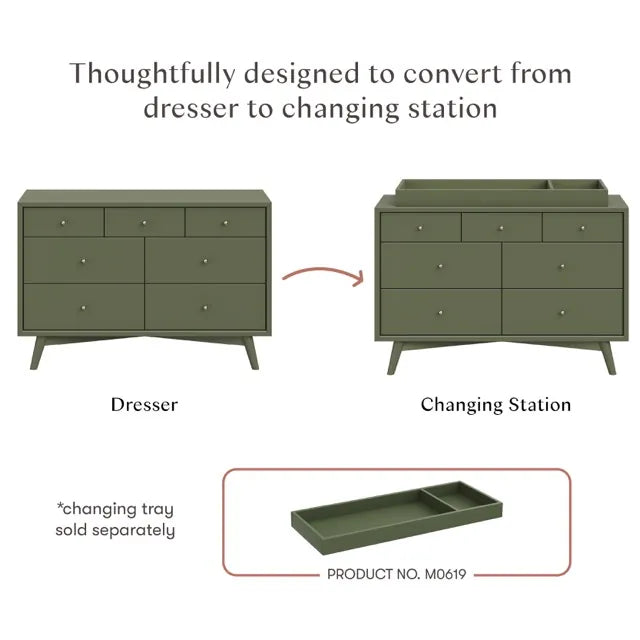 Babyletto Palma 7-Drawer Assembled Double Dresser - Olive - M15916OL