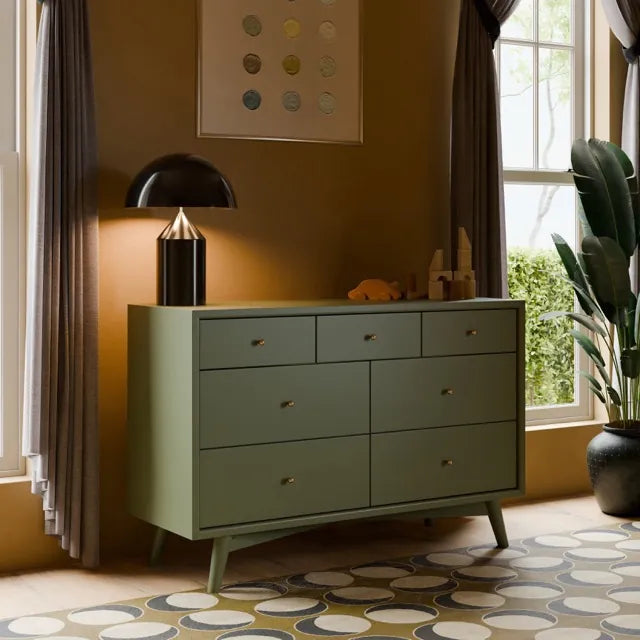 Babyletto Palma 7-Drawer Assembled Double Dresser - Olive - M15916OL
