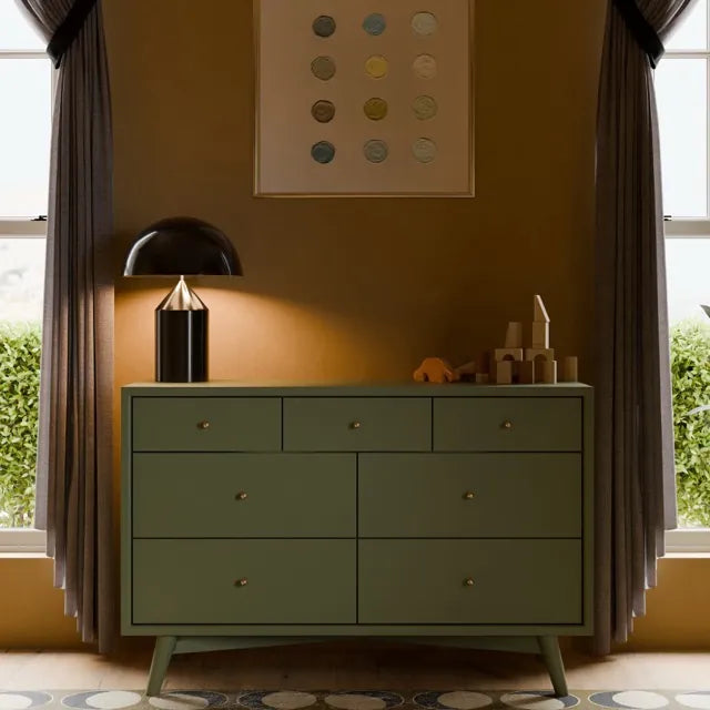 Babyletto Palma 7-Drawer Assembled Double Dresser - Olive - M15916OL