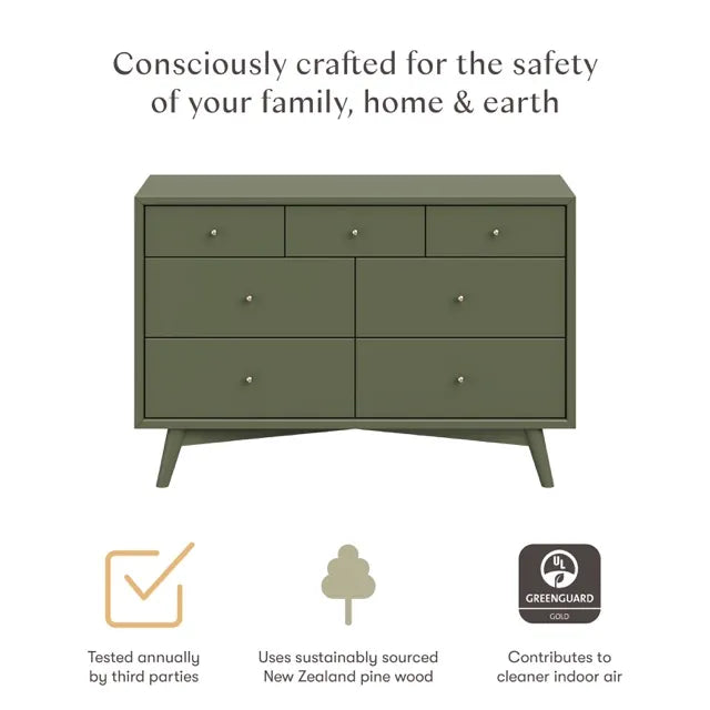 Babyletto Palma 7-Drawer Assembled Double Dresser - Olive - M15916OL