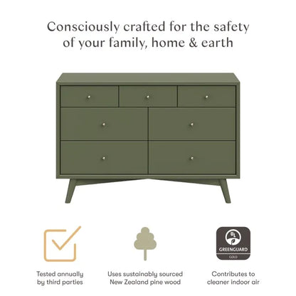 Babyletto Palma 7-Drawer Assembled Double Dresser - Olive - M15916OL