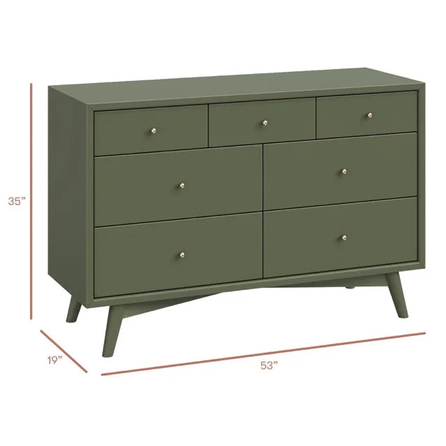 Babyletto Palma 7-Drawer Assembled Double Dresser - Olive - M15916OL