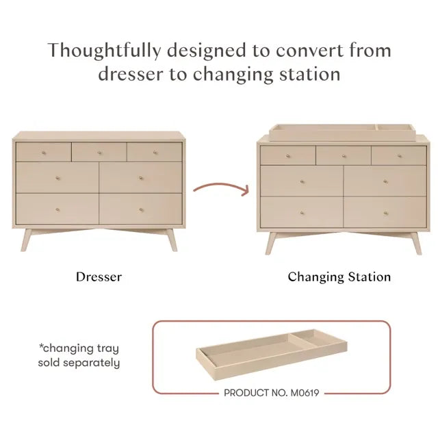 Babyletto Palma 7-Drawer Assembled Double Dresser - Taupe - M15916TPE