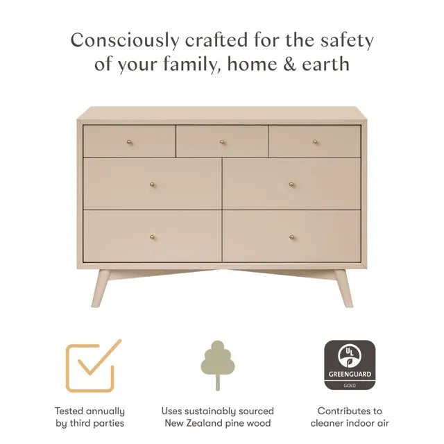 Babyletto Palma 7-Drawer Assembled Double Dresser - Taupe - M15916TPE