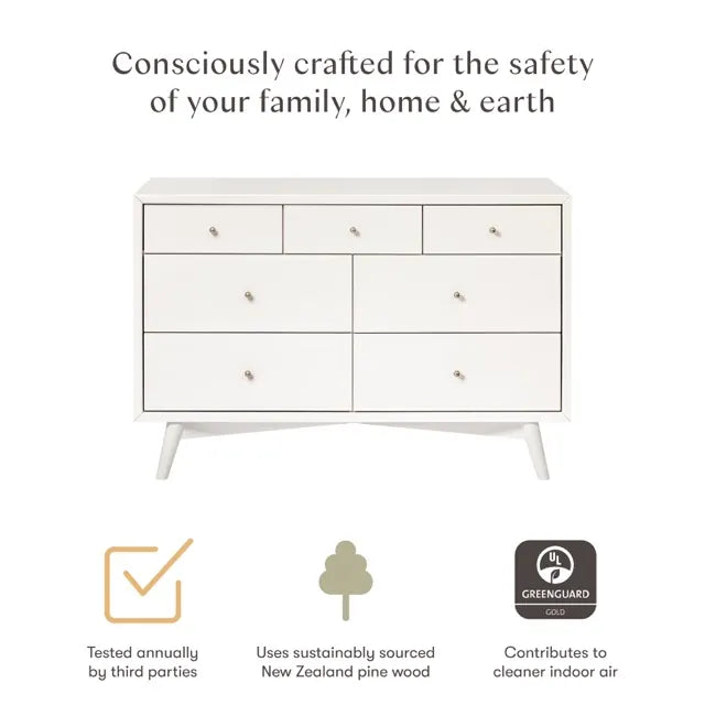 Babyletto Palma 7-Drawer Assembled Double Dresser Warm White Babyletto Palma 7-Drawer Assembled Double Dresser Warm White
