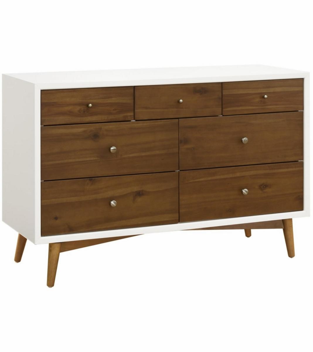 Babyletto Palma 7-Drawer Assembled Double Dresser - Warm White with Natural Walnut - M15916RWNL