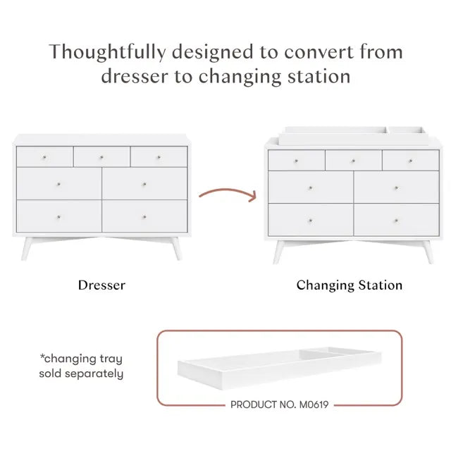 Babyletto Palma 7-Drawer Assembled Double Dresser - White - M15916W