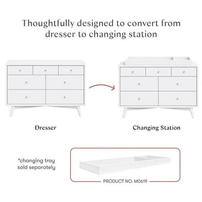 Babyletto Palma 7-Drawer Assembled Double Dresser - White - M15916W