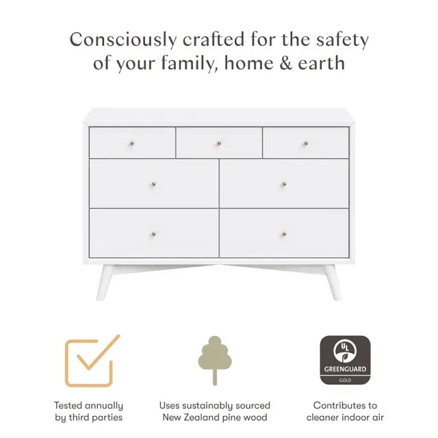 Babyletto Palma 7-Drawer Assembled Double Dresser - White - M15916W