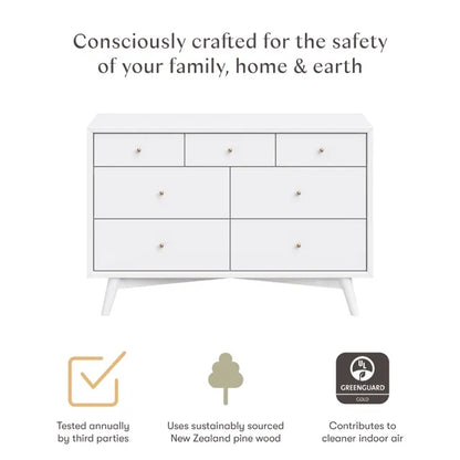 Babyletto Palma 7-Drawer Assembled Double Dresser - White - M15916W