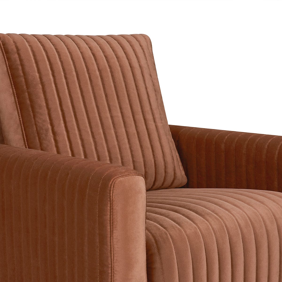 Babyletto Poe Channeled Swivel Glider - Rust Velvet w/ Dark Wood Base - M26687RTVDB