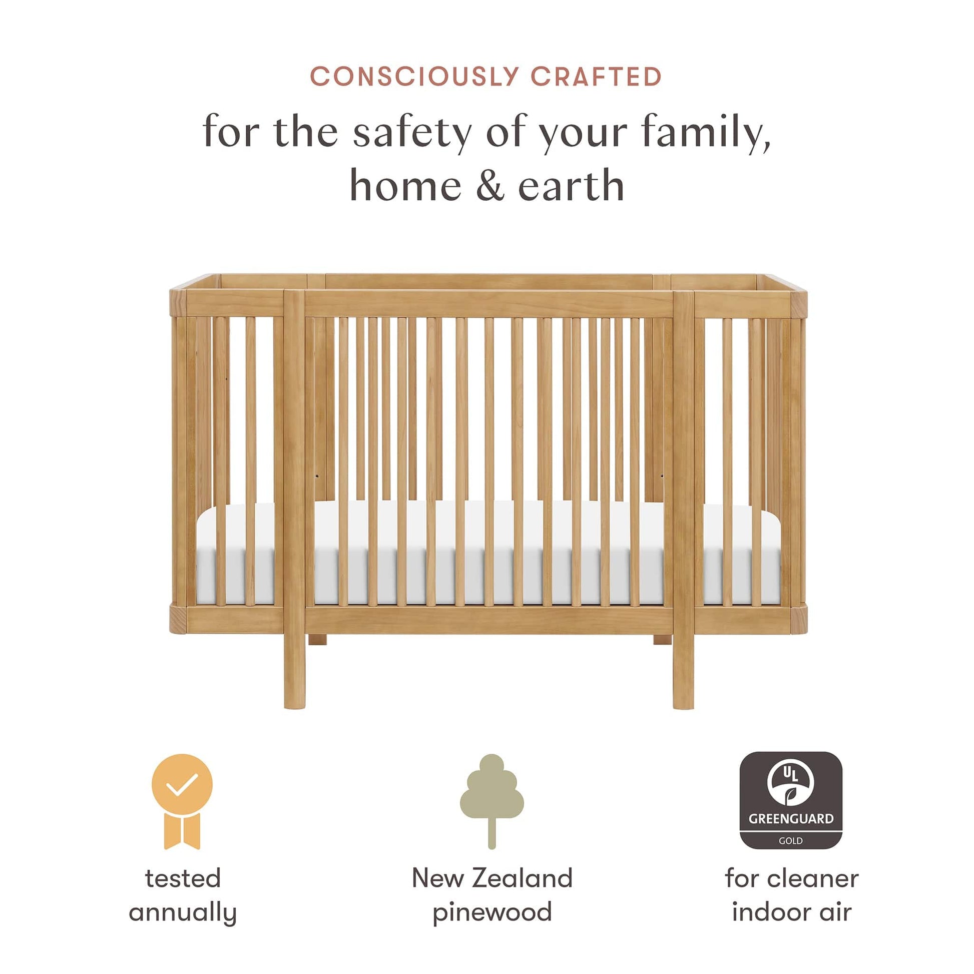 Babyletto Pogo 8-in-1 Convertible Crib w/All-Stages Conversion Kits  - Honey - M29880HY