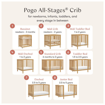 Babyletto Pogo 8-in-1 Convertible Crib w/All-Stages Conversion Kits  - Honey - M29880HY