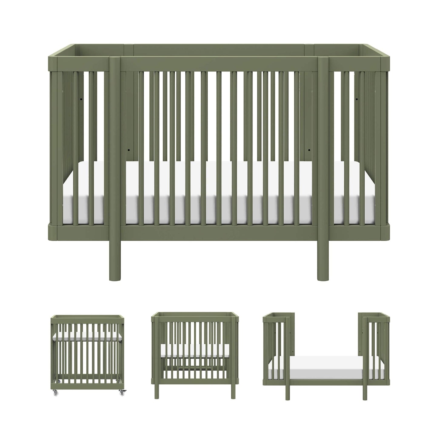 Babyletto Pogo 8-in-1 Convertible Crib w/All-Stages Conversion Kits - Olive - M29880OL