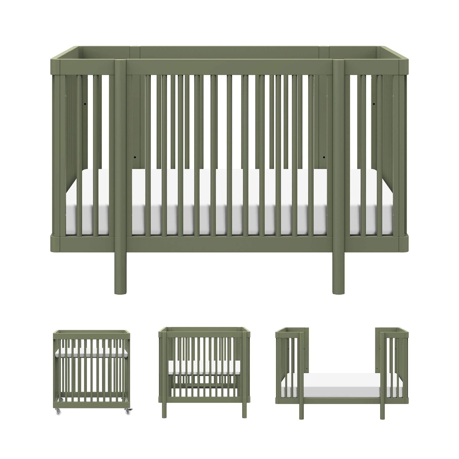 Babyletto Pogo 8-in-1 Convertible Crib w/All-Stages Conversion Kits - Olive - M29880OL