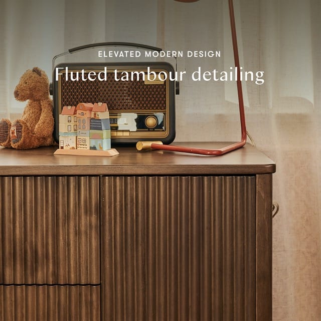 Babyletto Pogo Tambour Assembled Dresser - Natural Walnut - M29816NL