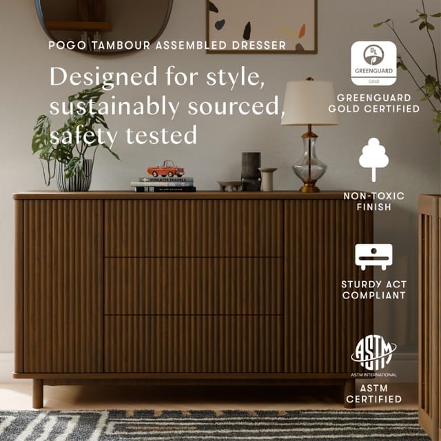 Babyletto Pogo Tambour Assembled Dresser - Natural Walnut - M29816NL