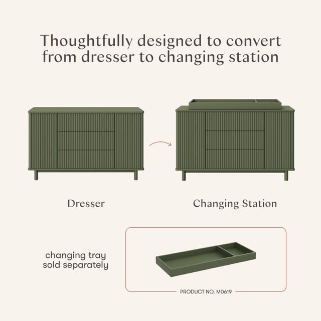 Babyletto Pogo Tambour Assembled Dresser - Olive - M29816OL