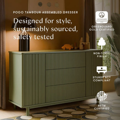Babyletto Pogo Tambour Assembled Dresser - Olive - M29816OL