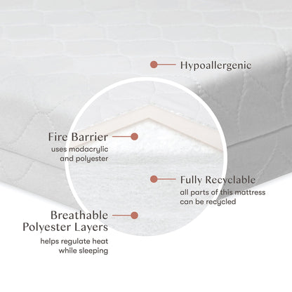 Babyletto Pure Core Mini Crib Mattress w/ Hybrid Quilted Waterproof Cover (Lightweight) - M5346C