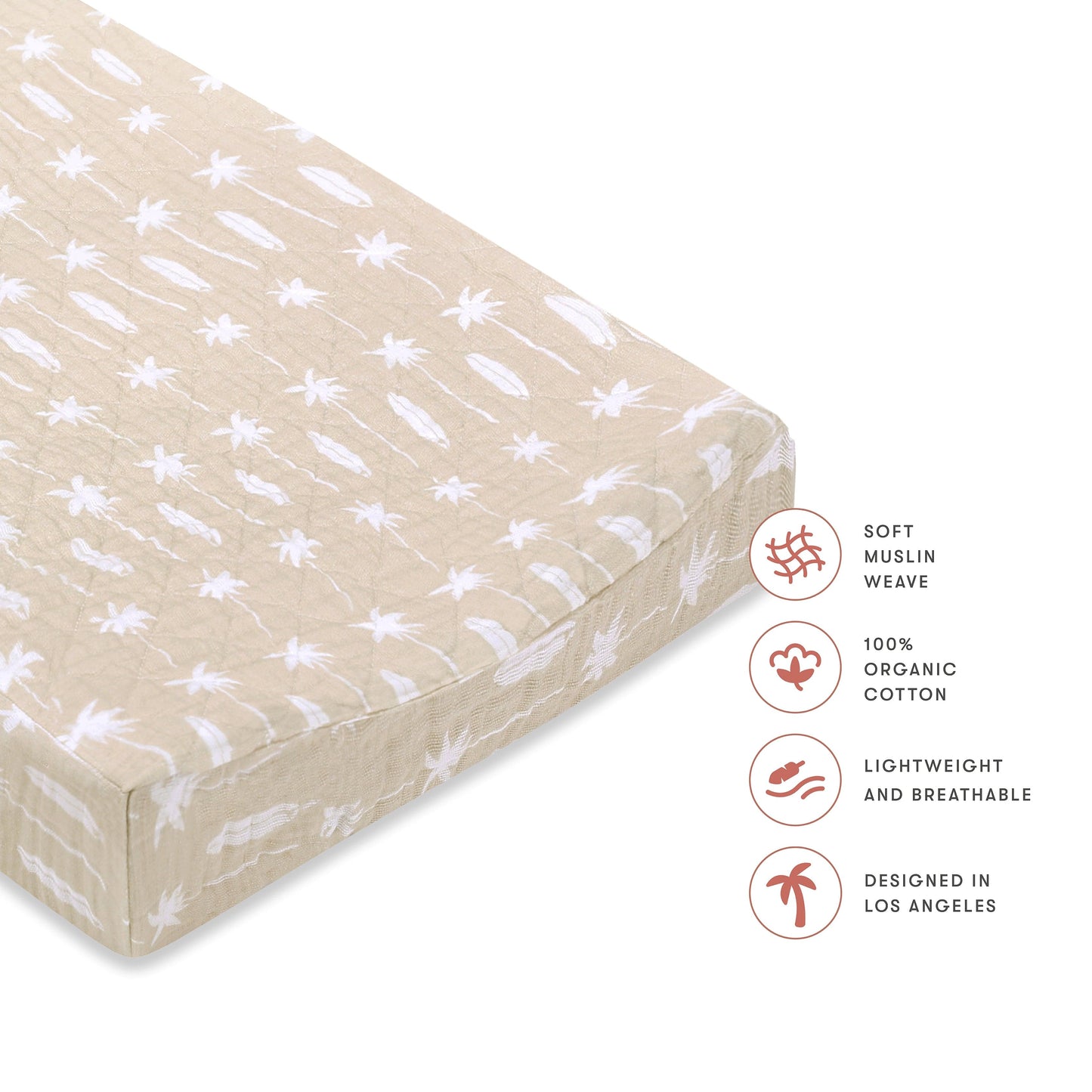 Babyletto Quilted Changing Pad Cover in GOTS Certified Organic Muslin Cotton - Beach Bum - T27037