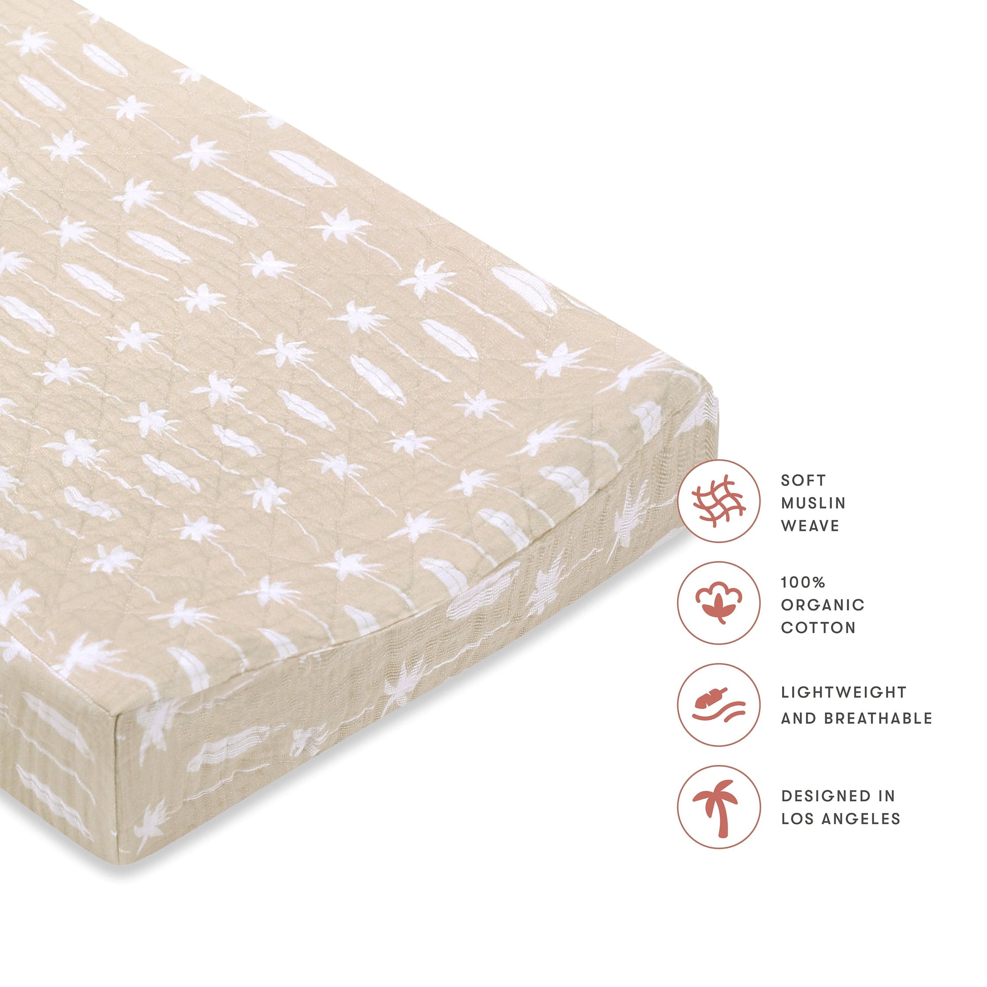 Babyletto Quilted Changing Pad Cover in GOTS Certified Organic Muslin Cotton - Beach Bum - T27037
