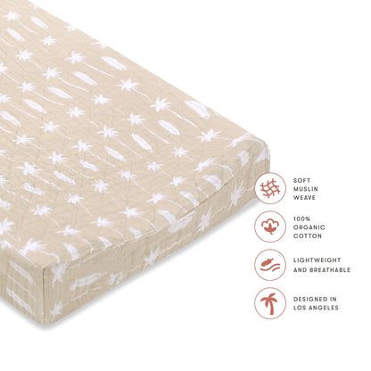 Babyletto Quilted Changing Pad Cover in GOTS Certified Organic Muslin Cotton - Beach Bum - T27037