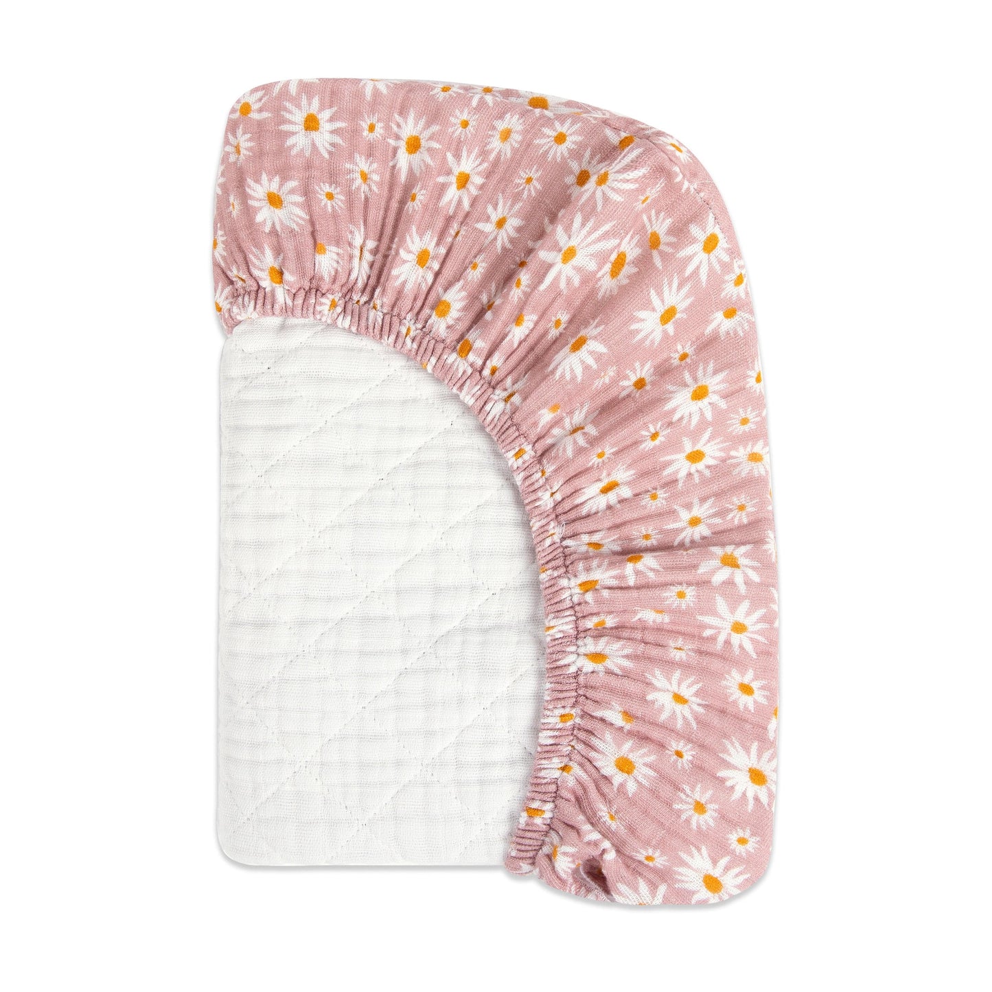 Babyletto Quilted Changing Pad Cover in GOTS Certified Organic Muslin Cotton - Daisy - T28037