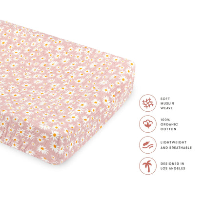 Babyletto Quilted Changing Pad Cover in GOTS Certified Organic Muslin Cotton - Daisy - T28037